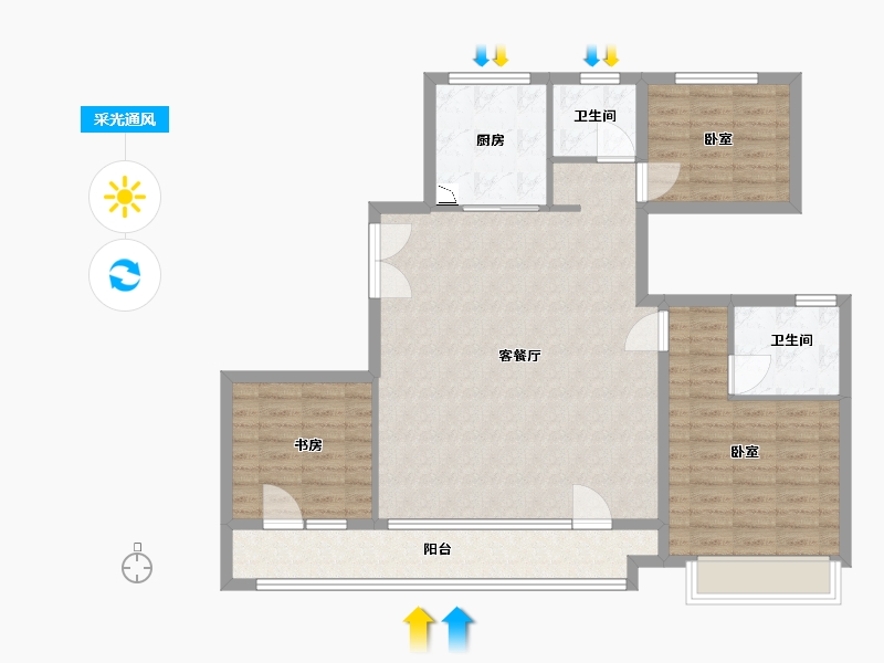 宁夏回族自治区-银川市-光耀·贺兰府-104.00-户型库-采光通风