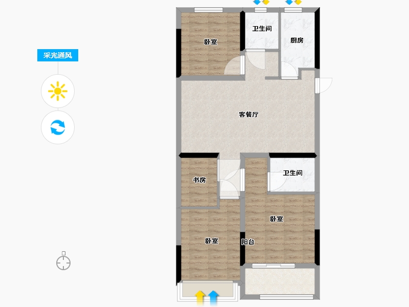 浙江省-湖州市-柳岸荷风-92.19-户型库-采光通风