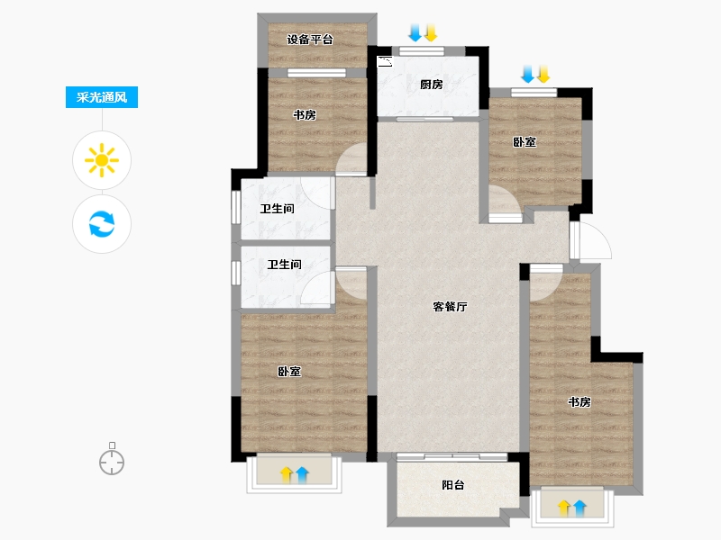 安徽省-合肥市-信达万振东方樾府-94.00-户型库-采光通风