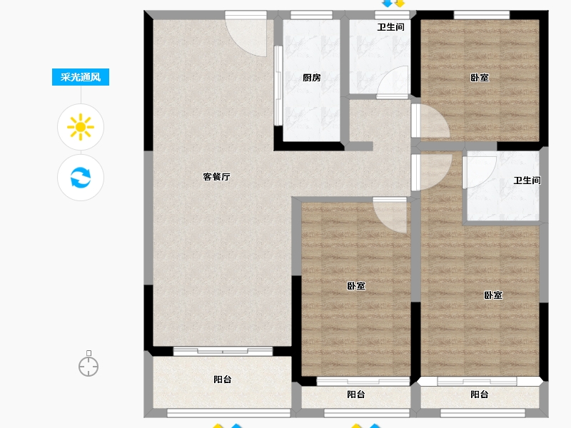 河南省-郑州市-花漾里-102.60-户型库-采光通风