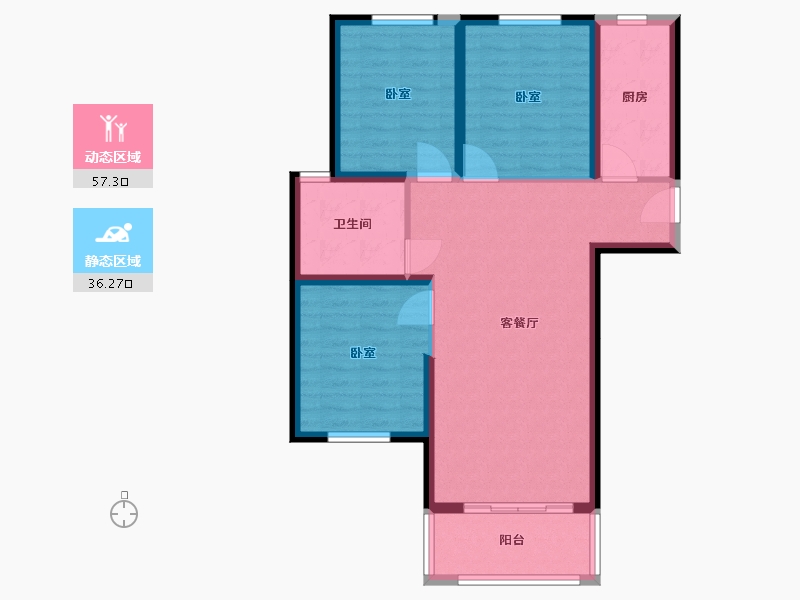 河南省-郑州市-谦祥·世茂·万华城-84.00-户型库-动静分区