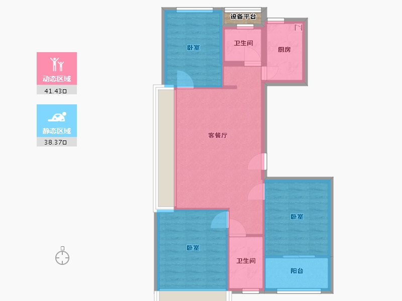 浙江省-湖州市-赞成海月-72.35-户型库-动静分区