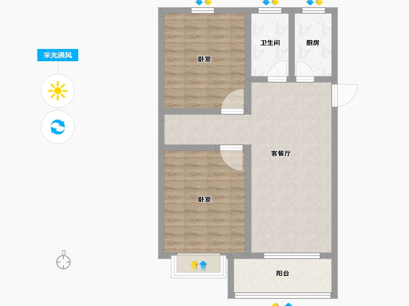 浙江省-嘉兴市-元宝湾二期-74.01-户型库-采光通风