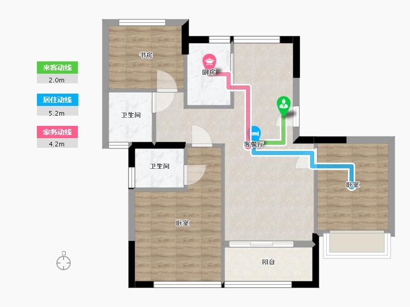 浙江省-杭州市-万城杭宁府-71.76-户型库-动静线