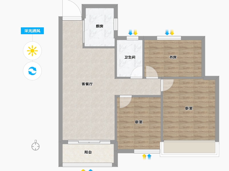 浙江省-绍兴市-七里金湾-73.42-户型库-采光通风