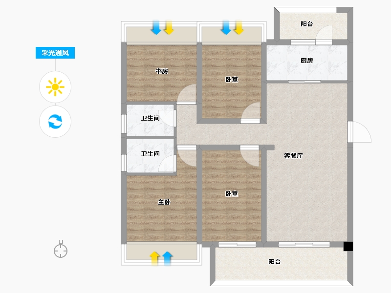 安徽省-亳州市-鸿路橘子洲-102.75-户型库-采光通风