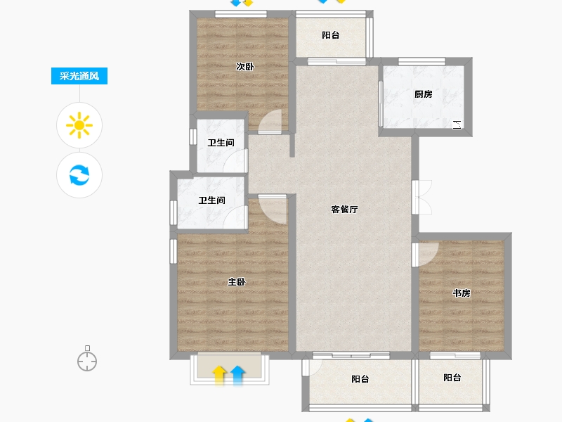 安徽省-宣城市-西湖壹号-99.32-户型库-采光通风