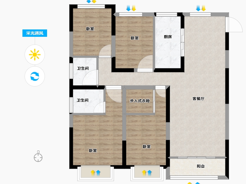 山东省-菏泽市-丽水湖梧桐苑-102.00-户型库-采光通风