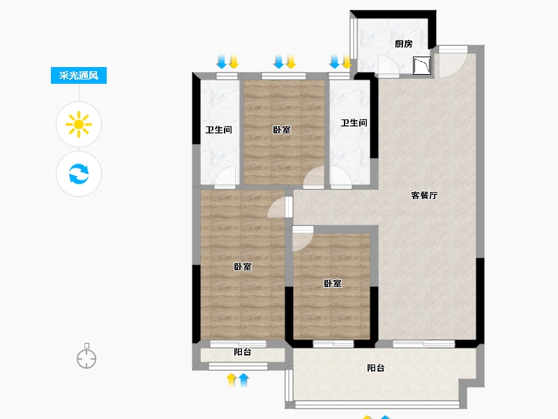 福建省-莆田市-大唐三盛·国韵世家-85.99-户型库-采光通风