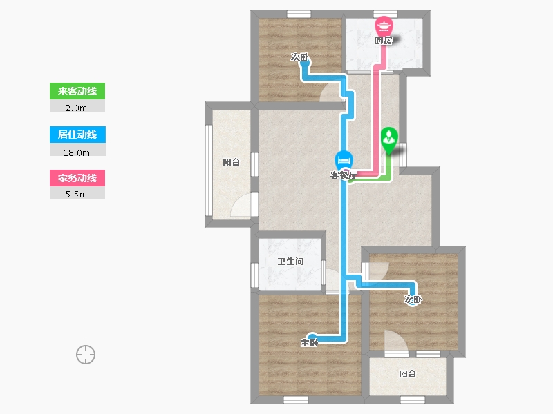 山东省-青岛市-萃英花园-70.30-户型库-动静线