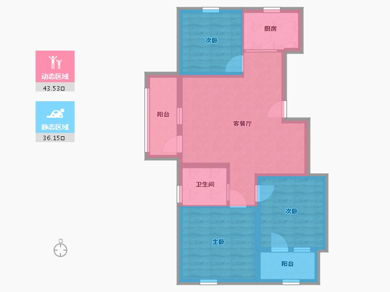 山东省-青岛市-萃英花园-70.30-户型库-动静分区