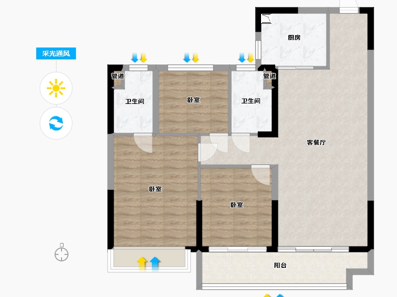 浙江省-湖州市-碧桂园十里春风-93.00-户型库-采光通风