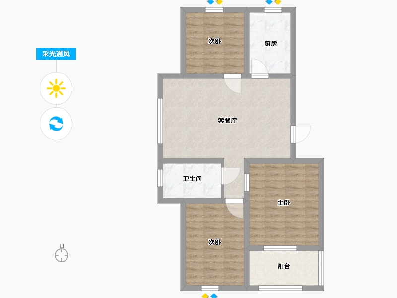 山东省-青岛市-当代华府-74.00-户型库-采光通风