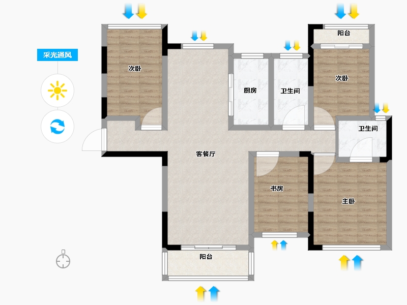 山西省-长治市-君汇·牡丹苑-112.74-户型库-采光通风