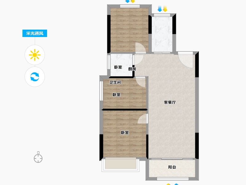 浙江省-湖州市-柳岸荷风-70.00-户型库-采光通风