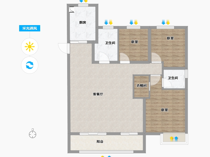 安徽省-合肥市-中国铁建清溪国际樾园-104.00-户型库-采光通风