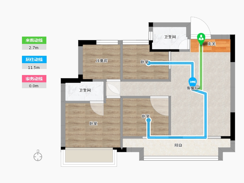 浙江省-嘉兴市-吉翔欣隆府-55.73-户型库-动静线