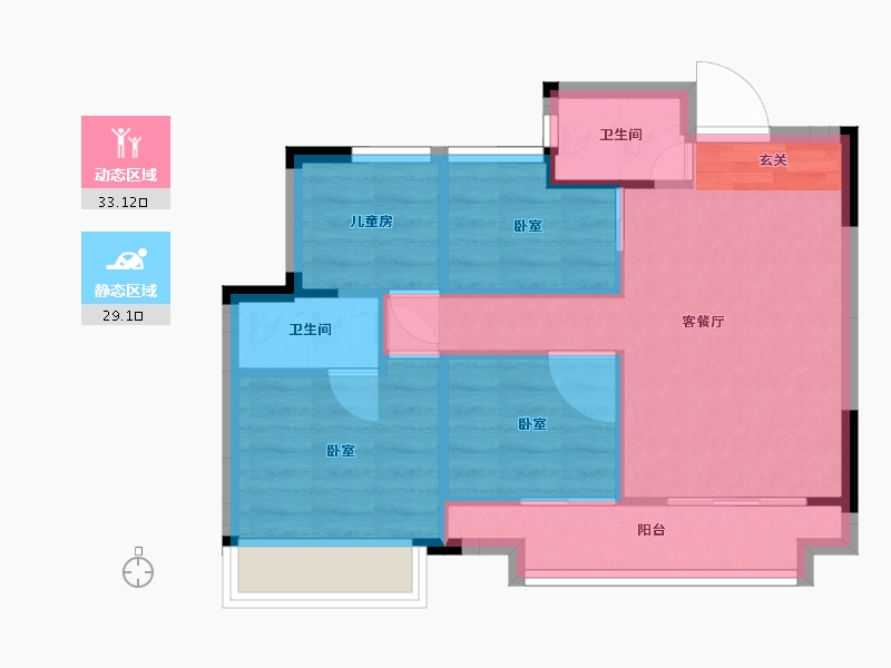 浙江省-嘉兴市-吉翔欣隆府-55.73-户型库-动静分区