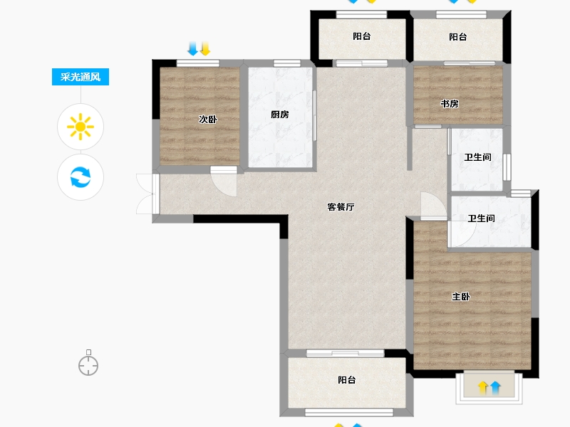 江西省-吉安市-城建花苑-96.70-户型库-采光通风