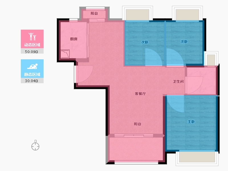 福建省-厦门市-特房樾琴湾-72.07-户型库-动静分区