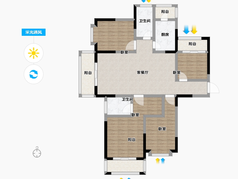 河南省-郑州市-九龙新城-116.00-户型库-采光通风