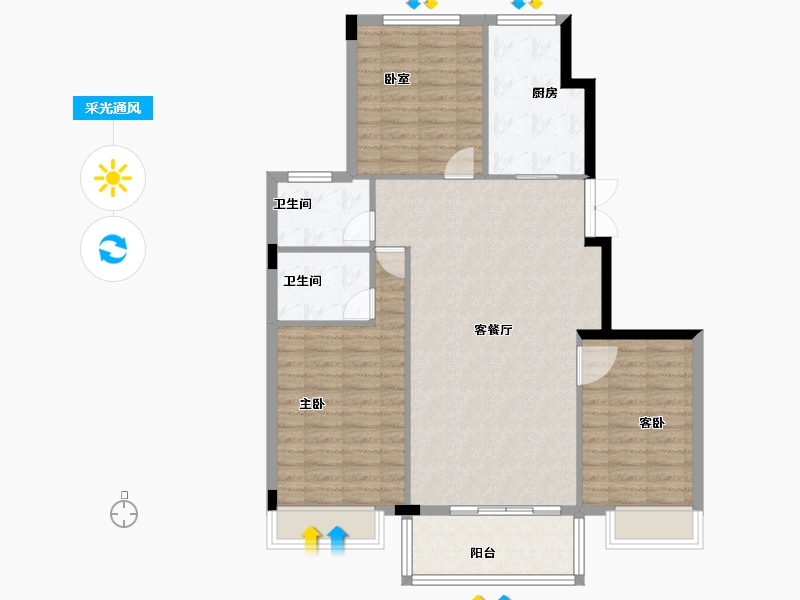 山东省-菏泽市-国璟府-100.34-户型库-采光通风