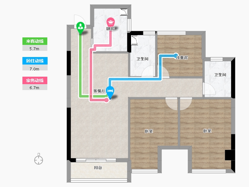 福建省-宁德市-屏南东湖观邸-85.28-户型库-动静线