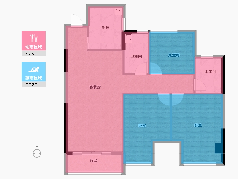 福建省-宁德市-屏南东湖观邸-85.28-户型库-动静分区