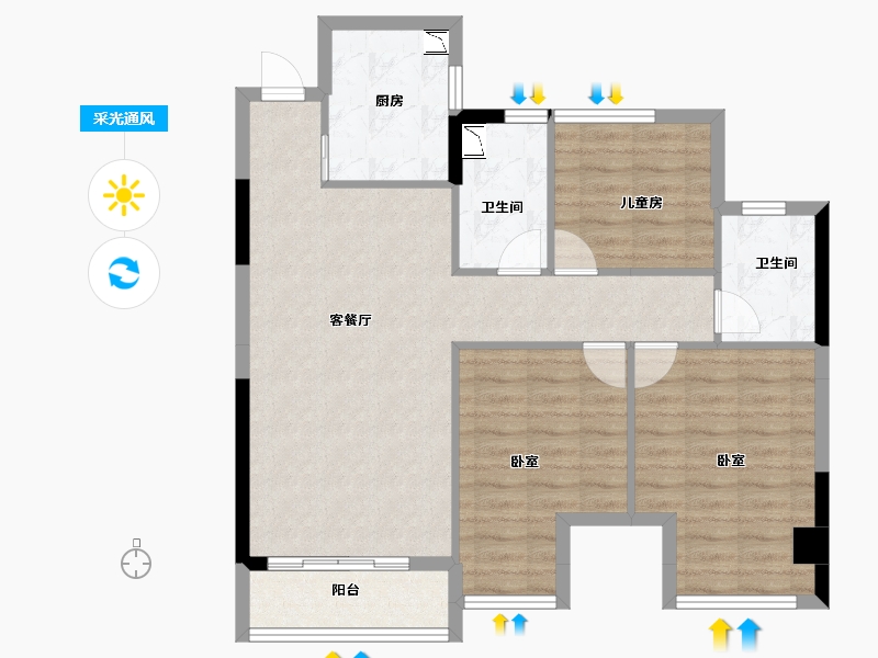 福建省-宁德市-屏南东湖观邸-85.28-户型库-采光通风