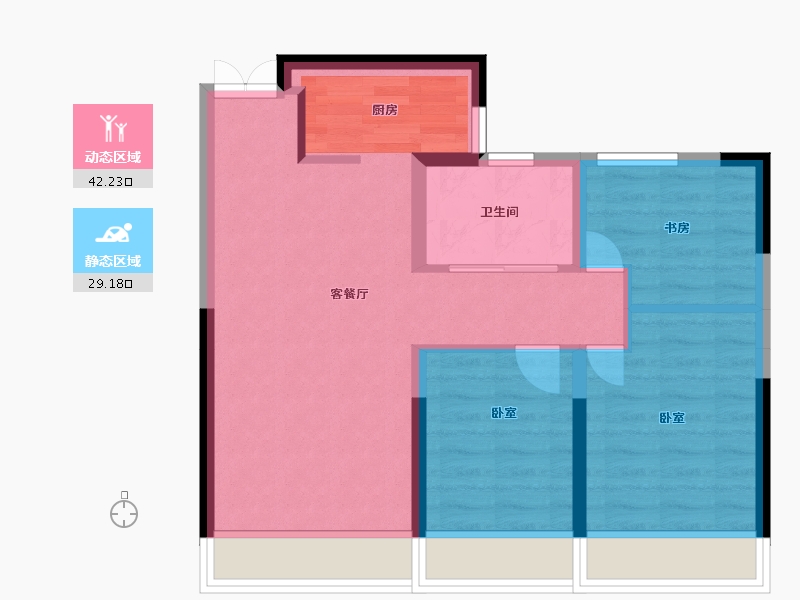 新疆维吾尔自治区-乌鲁木齐市-中天翡丽郡府-63.72-户型库-动静分区