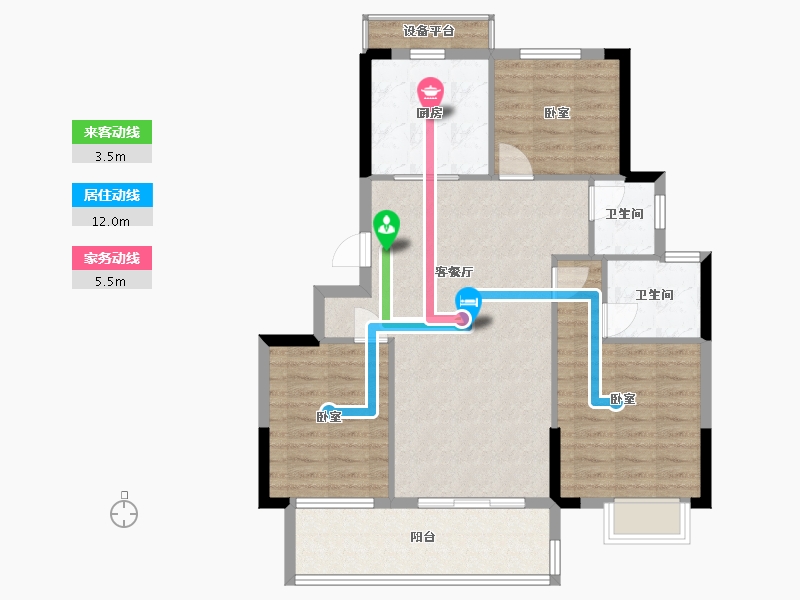 浙江省-宁波市-武岭悦府-91.68-户型库-动静线