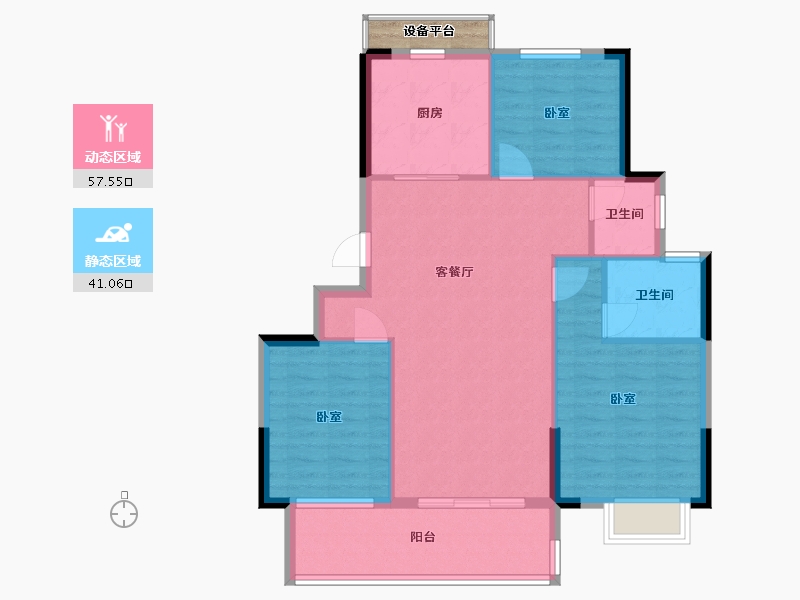 浙江省-宁波市-武岭悦府-91.68-户型库-动静分区