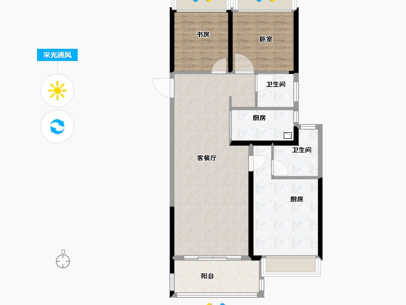 安徽省-芜湖市-万华·南湖春晓-94.25-户型库-采光通风