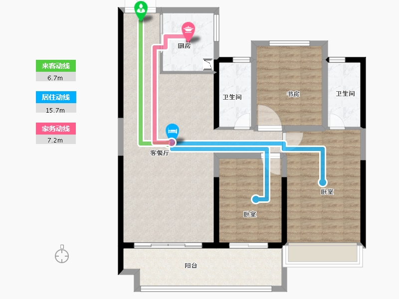 安徽省-芜湖市-万华·南湖春晓-104.00-户型库-动静线