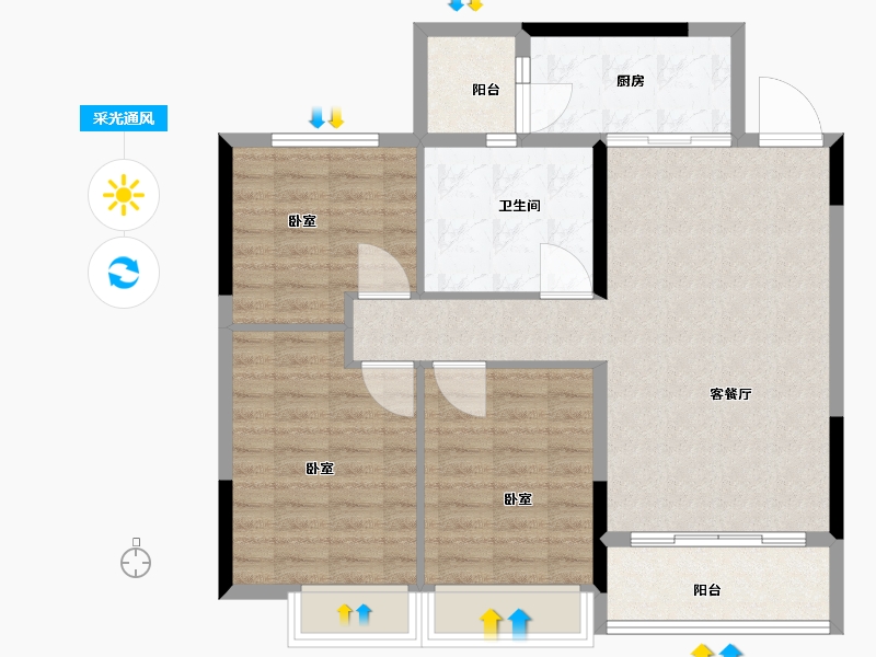 浙江省-湖州市-德清恒大珺庭-89.00-户型库-采光通风