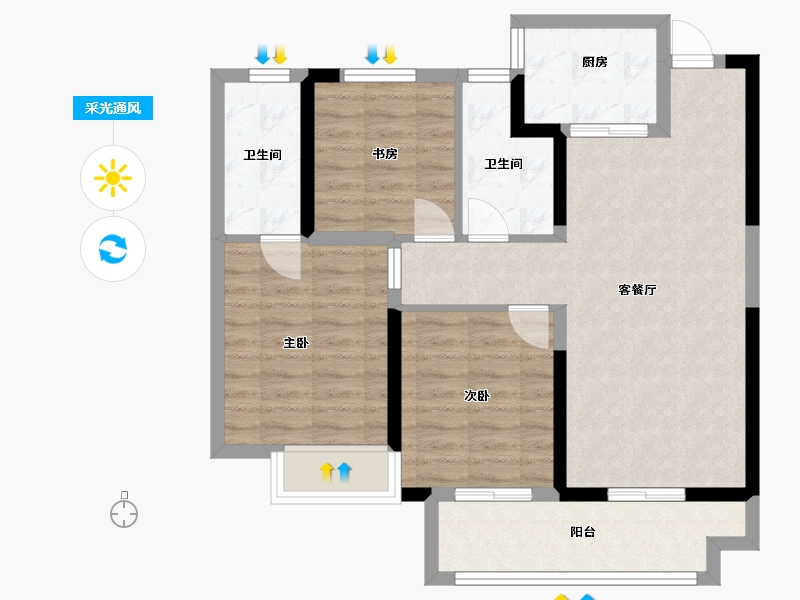 江西省-赣州市-天空之城-76.00-户型库-采光通风