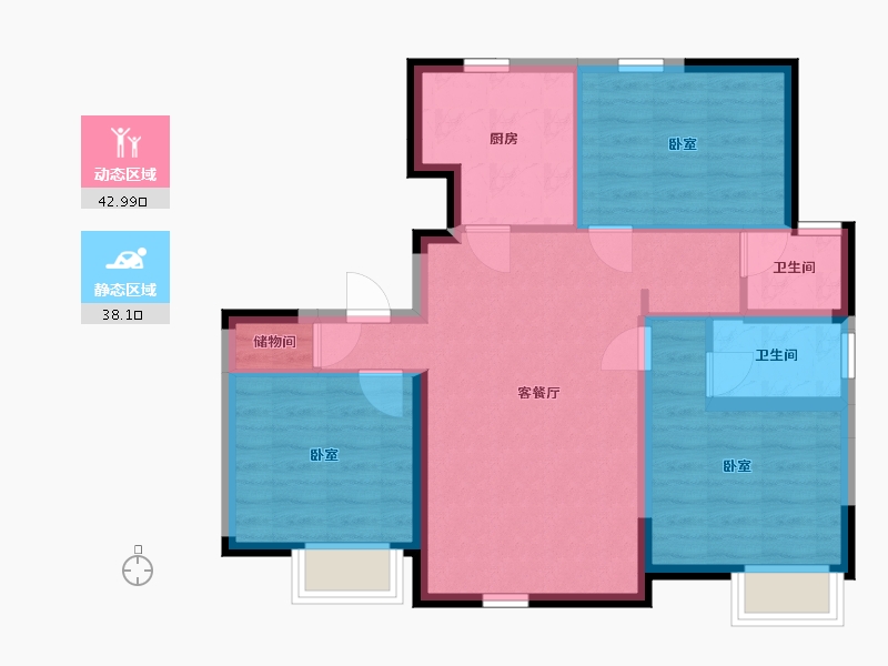 宁夏回族自治区-银川市-鲁银泷玺-72.15-户型库-动静分区