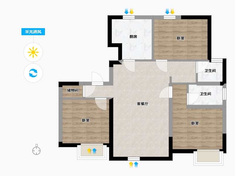 宁夏回族自治区-银川市-鲁银泷玺-72.15-户型库-采光通风