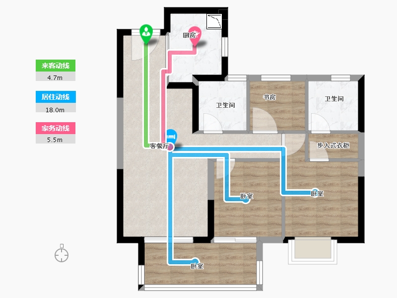 福建省-龙岩市-融创玖峯台-71.00-户型库-动静线