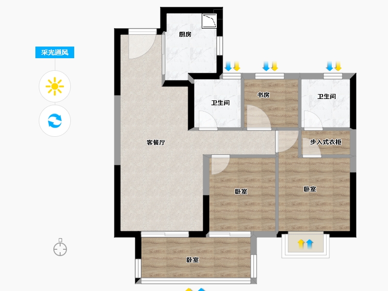 福建省-龙岩市-融创玖峯台-71.00-户型库-采光通风