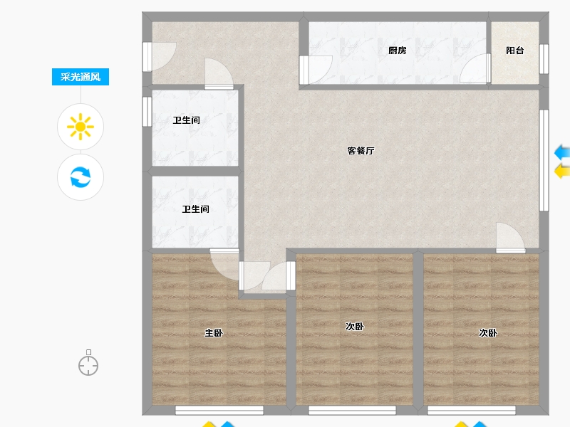 山东省-青岛市-明德小镇公寓-92.00-户型库-采光通风