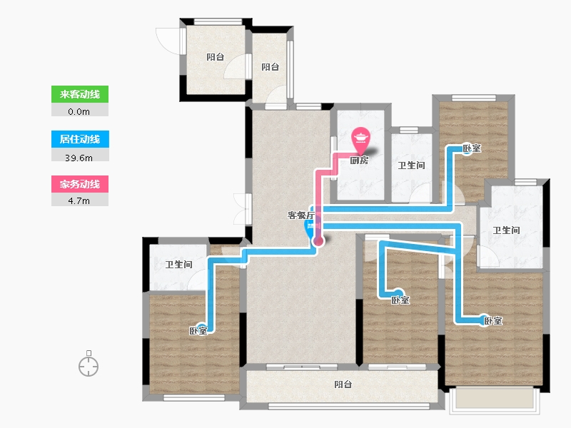 浙江省-宁波市-荣安香园3期公园半岛-136.00-户型库-动静线