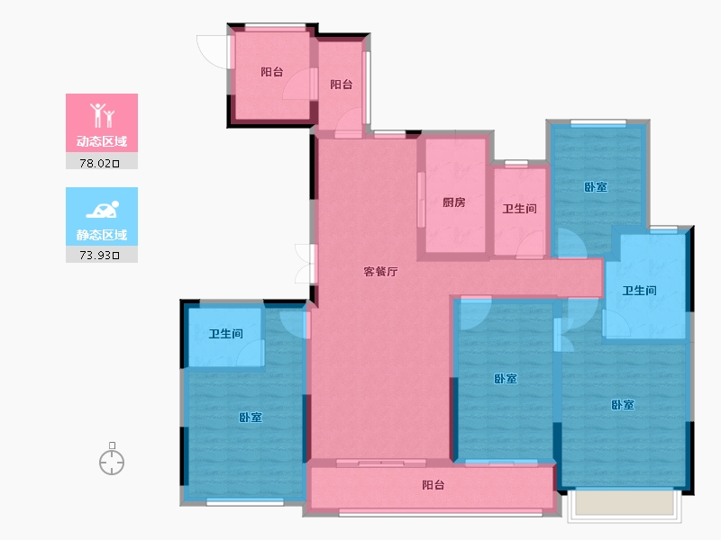 浙江省-宁波市-荣安香园3期公园半岛-136.00-户型库-动静分区