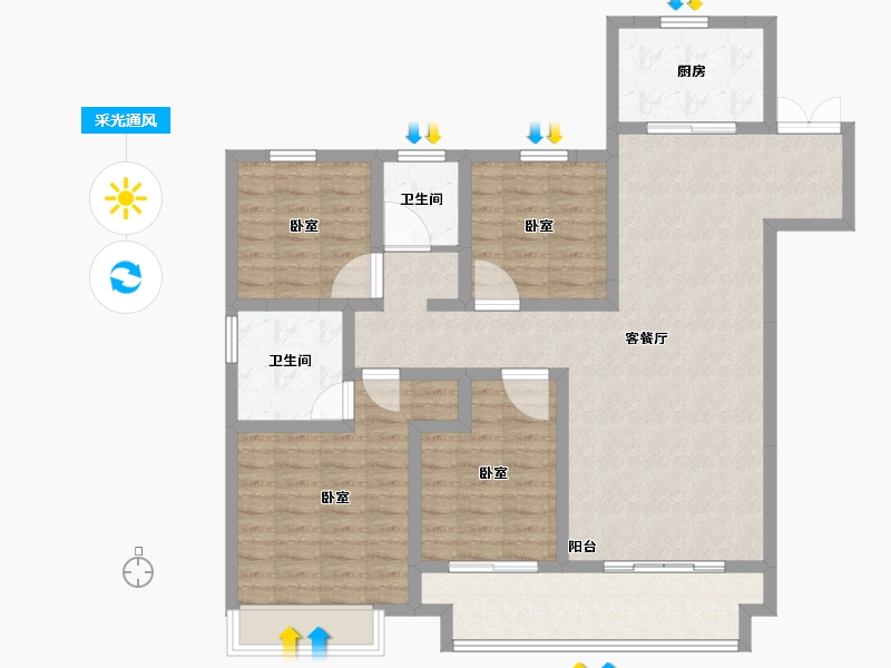 浙江省-嘉兴市-海盐吾悦广场-112.00-户型库-采光通风