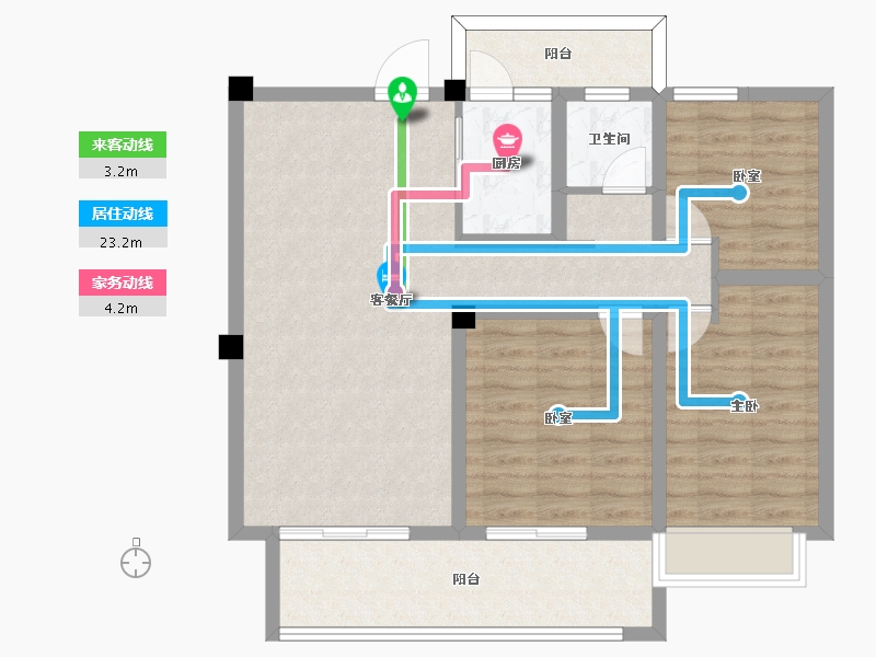 安徽省-亳州市-鸿路橘子洲-89.57-户型库-动静线