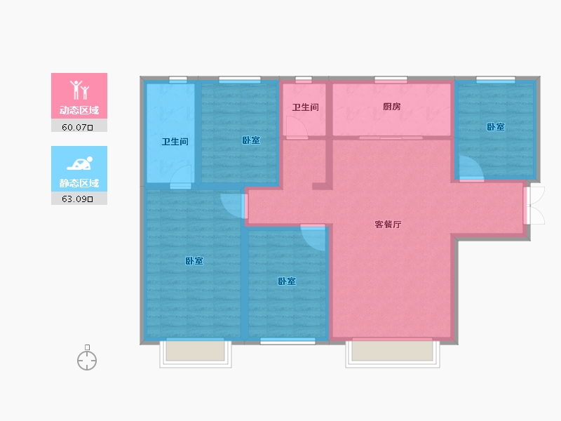 新疆维吾尔自治区-乌鲁木齐市-万科翡翠天骄-110.01-户型库-动静分区