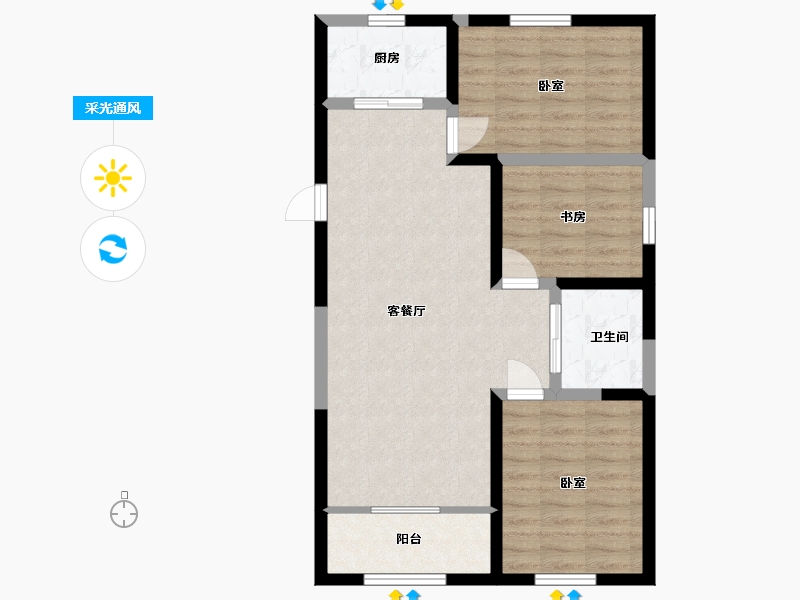 宁夏回族自治区-银川市-鑫祥虹桥御景-76.70-户型库-采光通风