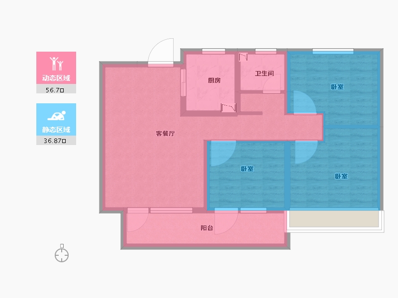 山东省-滨州市-滨州天泰·公园壹号-83.00-户型库-动静分区