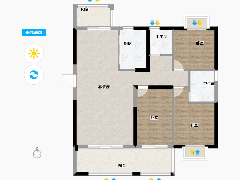 福建省-龙岩市-城发汇金望郡-92.00-户型库-采光通风