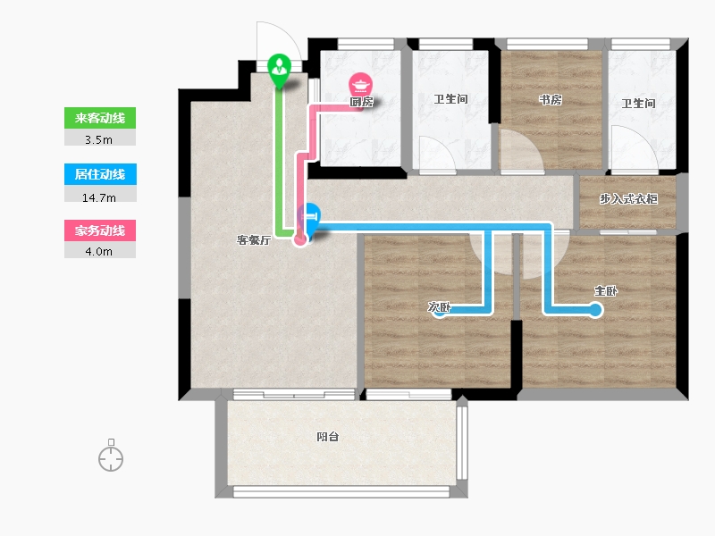 浙江省-嘉兴市-梅里印象-76.38-户型库-动静线